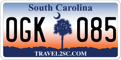 SC license plate OGK085