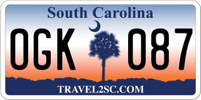 SC license plate OGK087