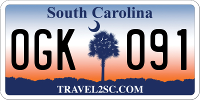 SC license plate OGK091