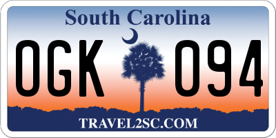SC license plate OGK094