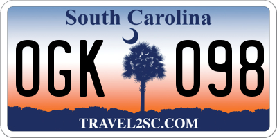 SC license plate OGK098