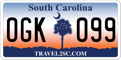 SC license plate OGK099