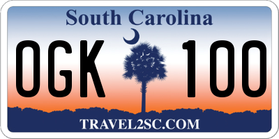 SC license plate OGK100