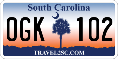 SC license plate OGK102