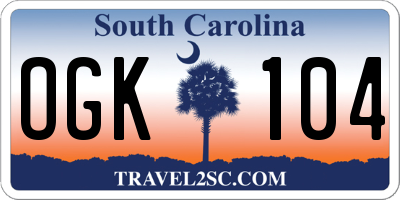 SC license plate OGK104