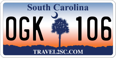 SC license plate OGK106