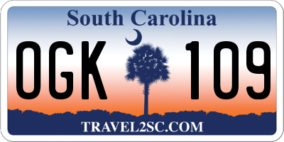 SC license plate OGK109