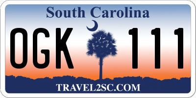 SC license plate OGK111