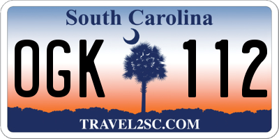SC license plate OGK112
