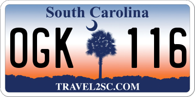 SC license plate OGK116