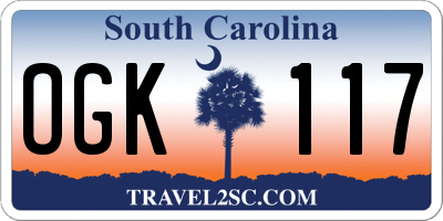 SC license plate OGK117