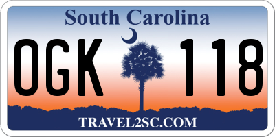 SC license plate OGK118