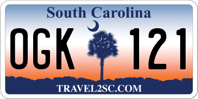 SC license plate OGK121