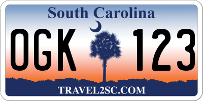 SC license plate OGK123