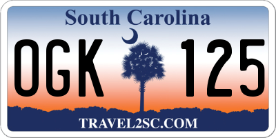 SC license plate OGK125