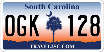 SC license plate OGK128