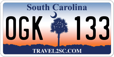 SC license plate OGK133