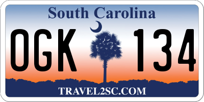 SC license plate OGK134