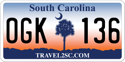 SC license plate OGK136