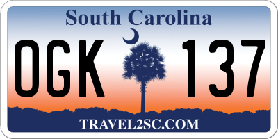 SC license plate OGK137