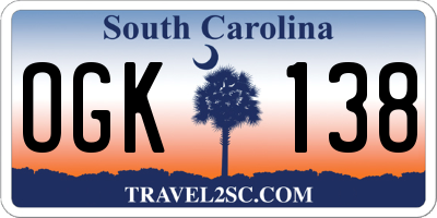 SC license plate OGK138