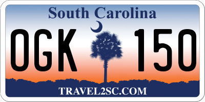 SC license plate OGK150