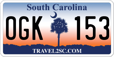 SC license plate OGK153