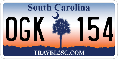 SC license plate OGK154