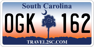 SC license plate OGK162