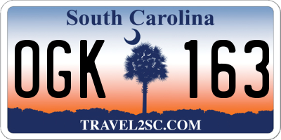 SC license plate OGK163