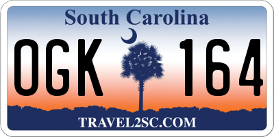 SC license plate OGK164
