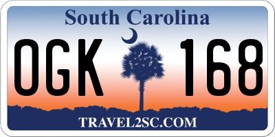 SC license plate OGK168