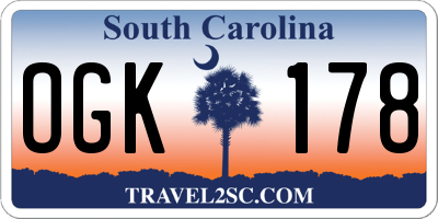 SC license plate OGK178