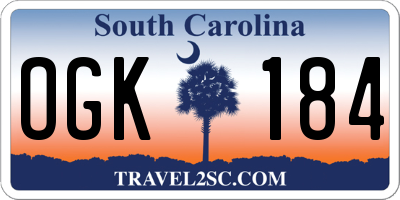 SC license plate OGK184