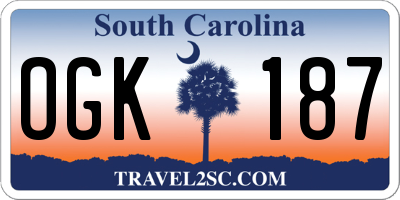 SC license plate OGK187