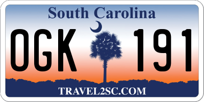 SC license plate OGK191