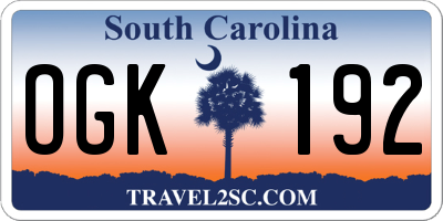 SC license plate OGK192