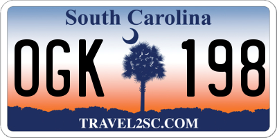 SC license plate OGK198