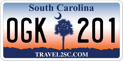 SC license plate OGK201