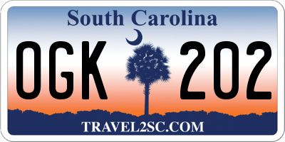 SC license plate OGK202