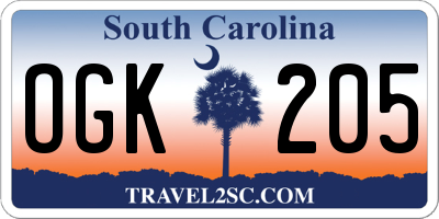 SC license plate OGK205