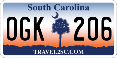 SC license plate OGK206
