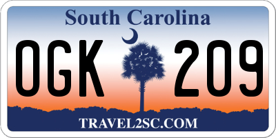SC license plate OGK209