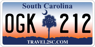 SC license plate OGK212