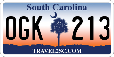 SC license plate OGK213