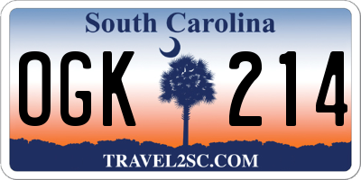 SC license plate OGK214