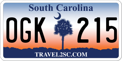SC license plate OGK215