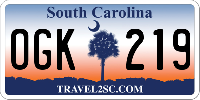 SC license plate OGK219