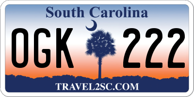 SC license plate OGK222