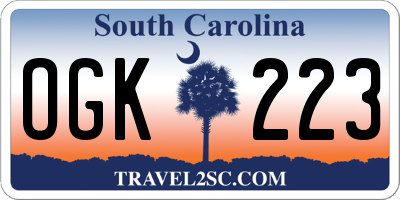 SC license plate OGK223
